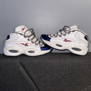 Reebok Classics Question Mid Allen Iverson Blue Toe OG Basketball Shoes Size 8.5